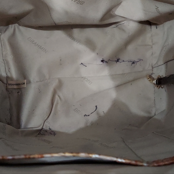 Brahmin Shira Genuine Shearling Croc Embossed Leather Bucket Shoulder Bag EUC - Picture 13 of 13